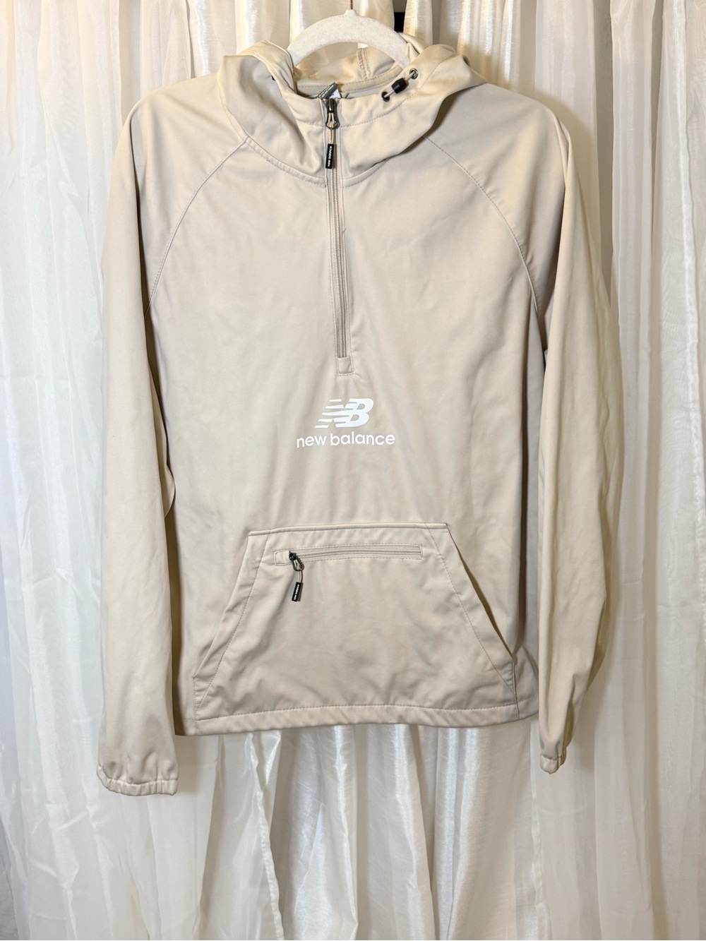New Balance Cream Half-Zip Hooded Jacket